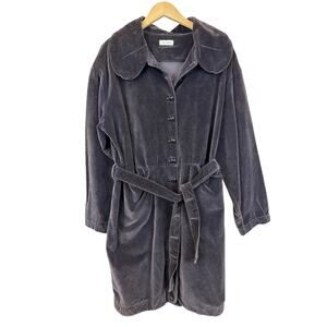 Vintage Krista Larson Brown Belted Button Down Wide Lapel Duster Coat OS